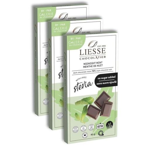 Galerie Au Chocolat No Sugar Mint Dark Chocolate Style, 8 x 80g