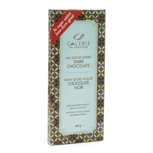 Galerie Au Chocolat No Sugar Added Dark Chocolate Bar, 8 x 80g