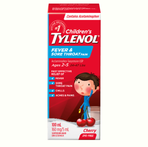 Tylenol Child Fever & Throat Col Free Cherry, 100ml