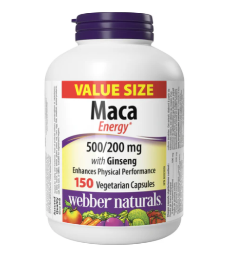 Webber Naturals Maca & Ginseng 500/200mg, 150 Veget Caps