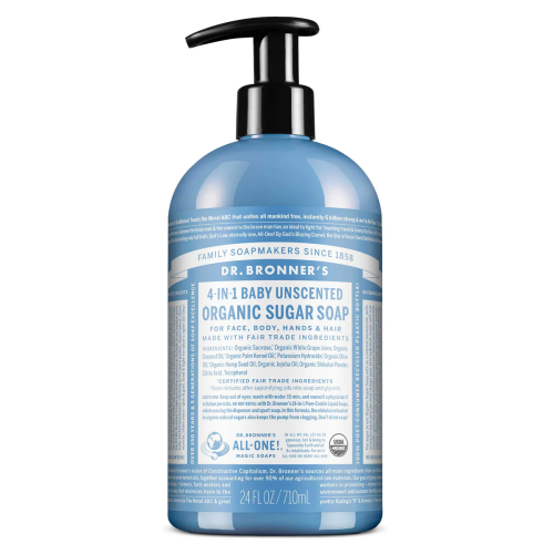 Dr. Bronner's Baby Unscented Organic Sugar Soap, 710ml