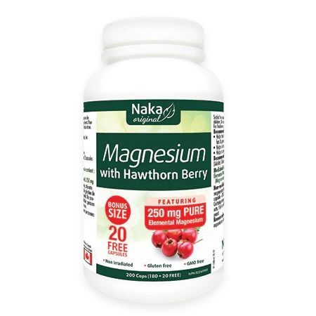 Naka Original Magnesium with Hawthorn Berry, 200 Capsules