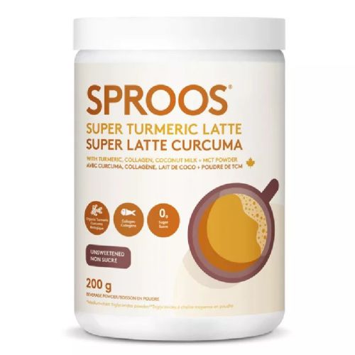 Sproos Super Turmeric Latte Beverage Powder w/Collagen, Coconut Milk & MCT Powder ,200g