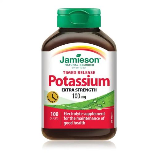 Jamieson Potassium 100mg Extra Strength Timed Release 100 Tablets