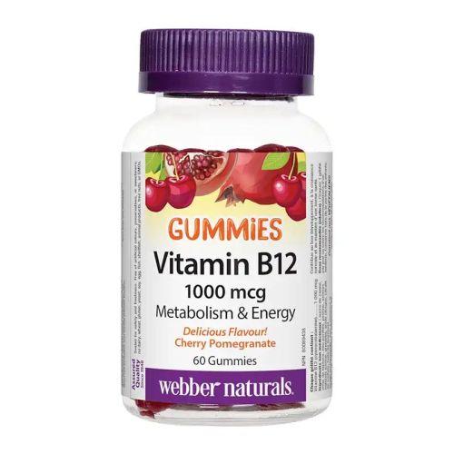 Webber Naturals Vitamin B12 1000mcg Cherry Pomegranate, 60 Gummies