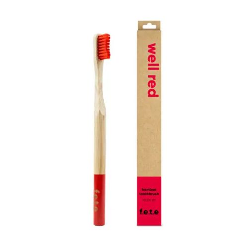 Bamboo Toothbrush Well Red Medium