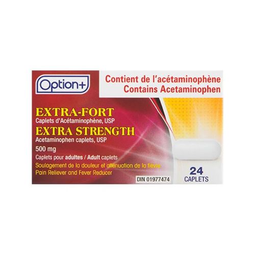 Option+ Acetaminophen Extra Strength Caplets 500mg, 24 Caplets