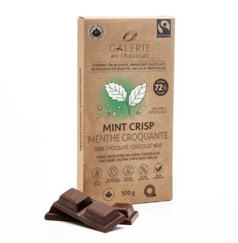 Galerie Au Chocolat Fairtrade Dark Choc Mint Crisp Bar, 8 x 100g