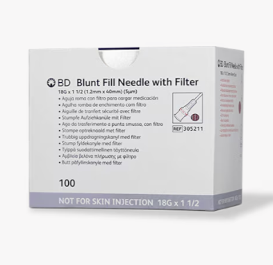 BD Blunt Needle Filter 18gx1 1/2" 305211, 100