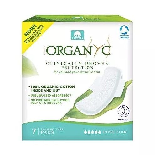 Organyc Pads - Overnight Flow W/Wings, 7ct