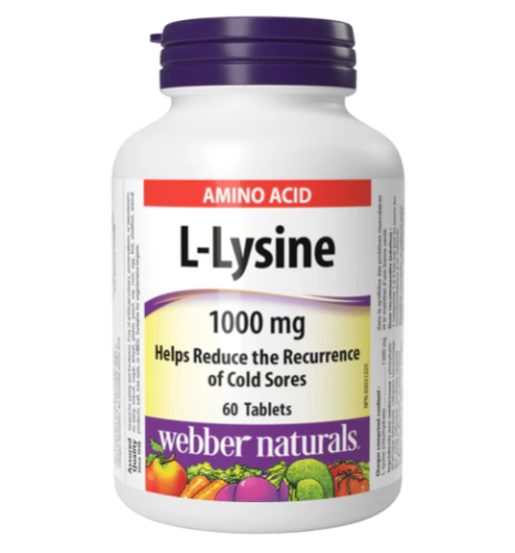 Webber Naturals L-Lysine 1000mg,  60 Tb 