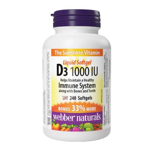 Webber Naturals Vit D3 Liq Softgel 1000iu Bonus, 240