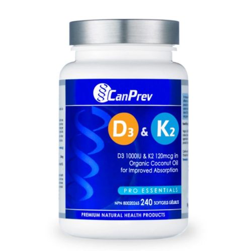 CanPrev D3 & K2 - Organic Coconut Oil, 240 Softgels