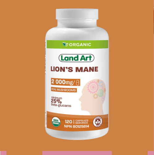 Land Art Organic Lion's Mane 2000mg, 120caps