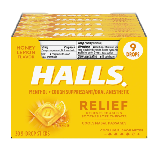 Halls Cough Tb Honey Lemon 9pc