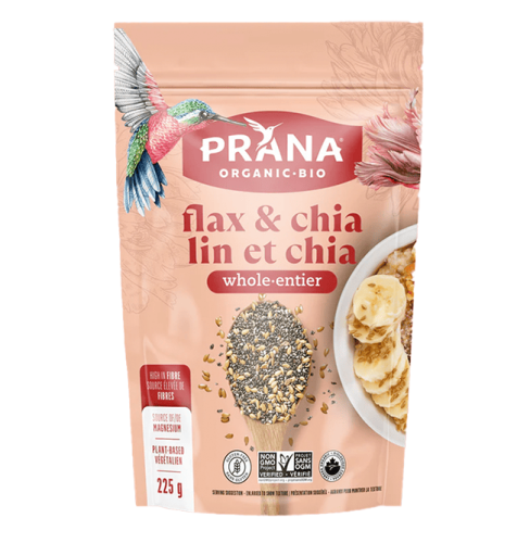 Prana Chia (Whole Black) & Flax Seeds, Organic, 8/225g