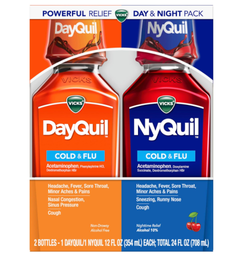 Vicks Dayquil/Nyquil Cold & Flu Cherry, 354+354ml