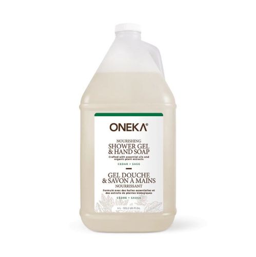 Oneka Shower Gel (Body Wash), Cedar Sage, Bulk Refill (plastic jug), 4l