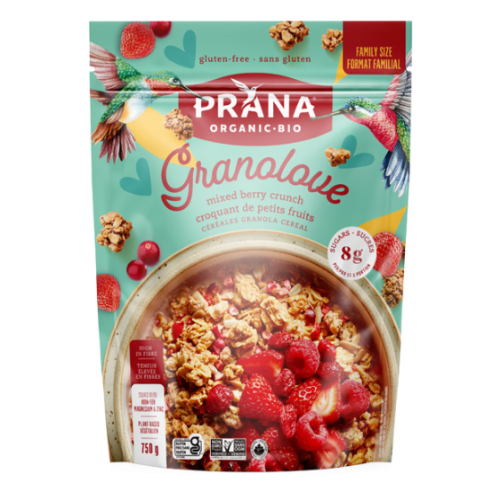 Prana Family Size, Granola Cereal, Mixed Berry Crunch, Organic (vegan) (pouch), 6/750g