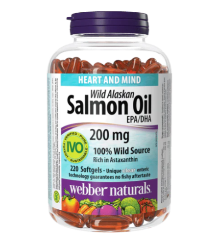 Webber Naturals Wild Alaska Salmon, 220 Clear Enteric Softgels