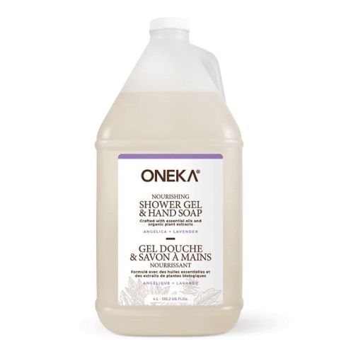 Oneka Shower Gel (Body Wash), Angelica & Lavender, Bulk Refill (plastic jug), 4l