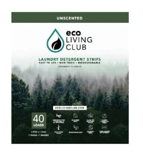 Eco Living Club Unscented Detergent Strips, 12 x 40ct