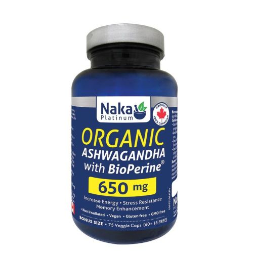Naka Platinum Ashwagandha with BioPerine, 75 V-Capsules