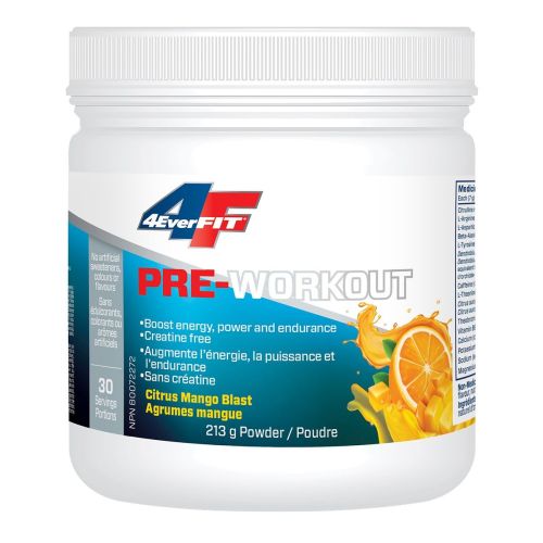 4EverFit Pre-Workout Citrus Mango Blast, 213g Powder