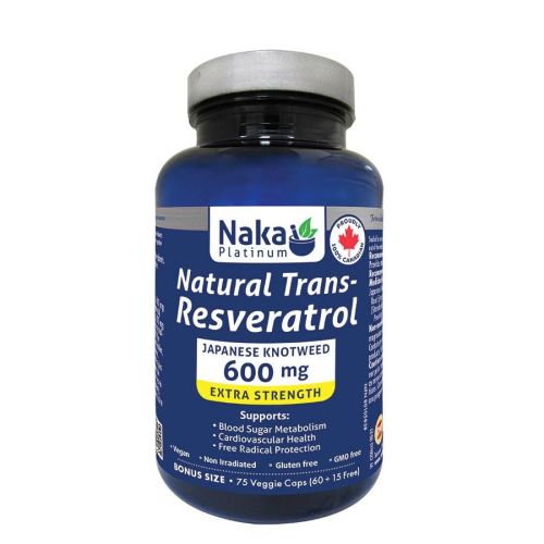 Naka Platinum Natural Trans-Resveratrol, 75 V-Capsules