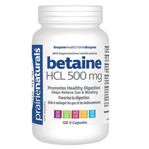 Prairie Naturals Betaine HCL, 120 V-Capsules