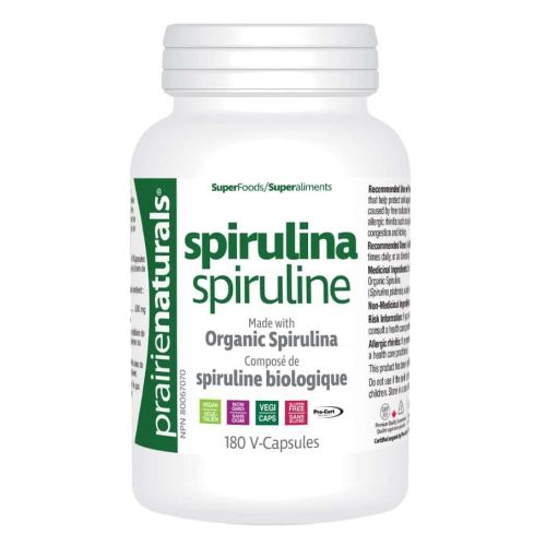 Prairie Naturals Organic Spirulina, 180 V-Capsules