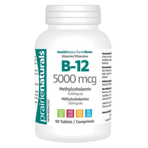 Prairie Naturals Sublingual Vitamin B12 5000mcg, 90 Tablets