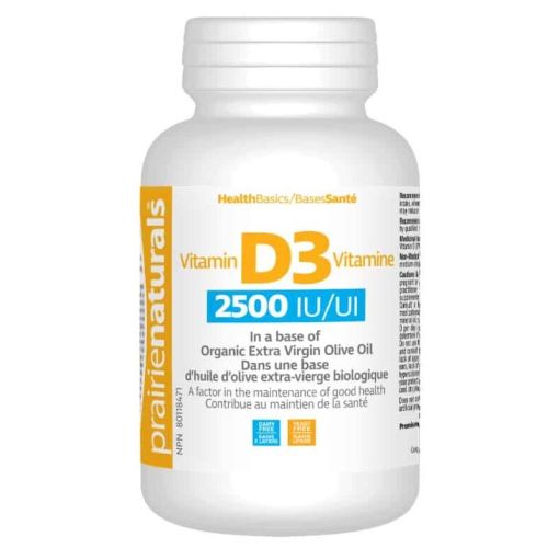 Prairie Naturals Vitamin D3 Cholecalciferol 2500 IU, 90 Softgels