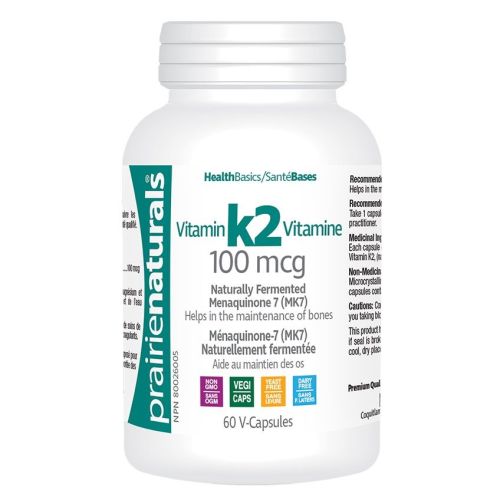 Prairie Naturals Vitamin K2 100 mcg, 60 V-Capsules