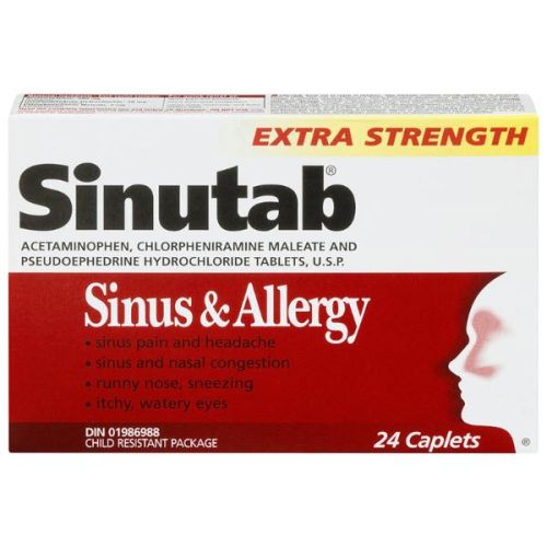 Sinutab Extra Strength Sinus & Allergy Caplets | 24 Caplets
