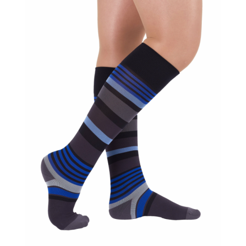 Rejuva Support Socks 15-20mm KMST1BL1 Stripe Black/Blue, Small